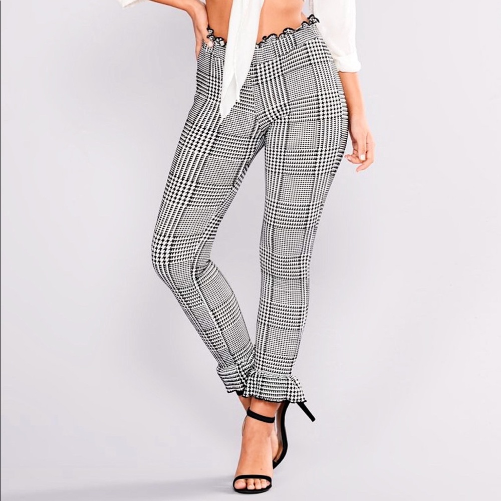 Fashion Nova Double Check Ruffle Pants